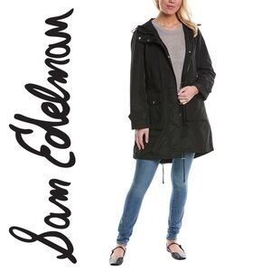 NWT Sam Edelman Black Hooded Lightweight Rain Anorak Jacket Women’s Size XS